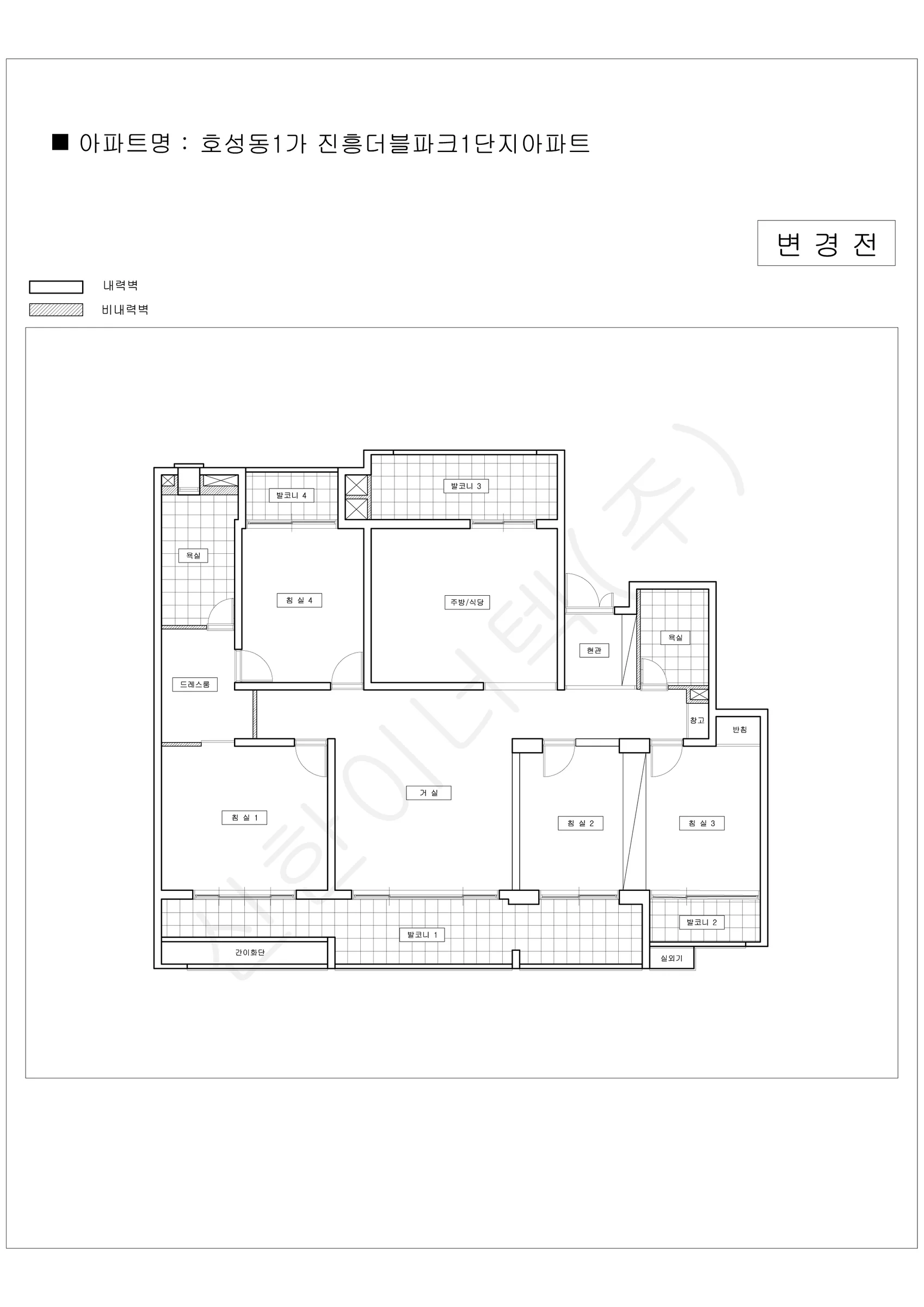 전라북도 전주시 덕진구 호성동1가 진흥더블파크1단지아파트 공동주택 행위허가 도면
