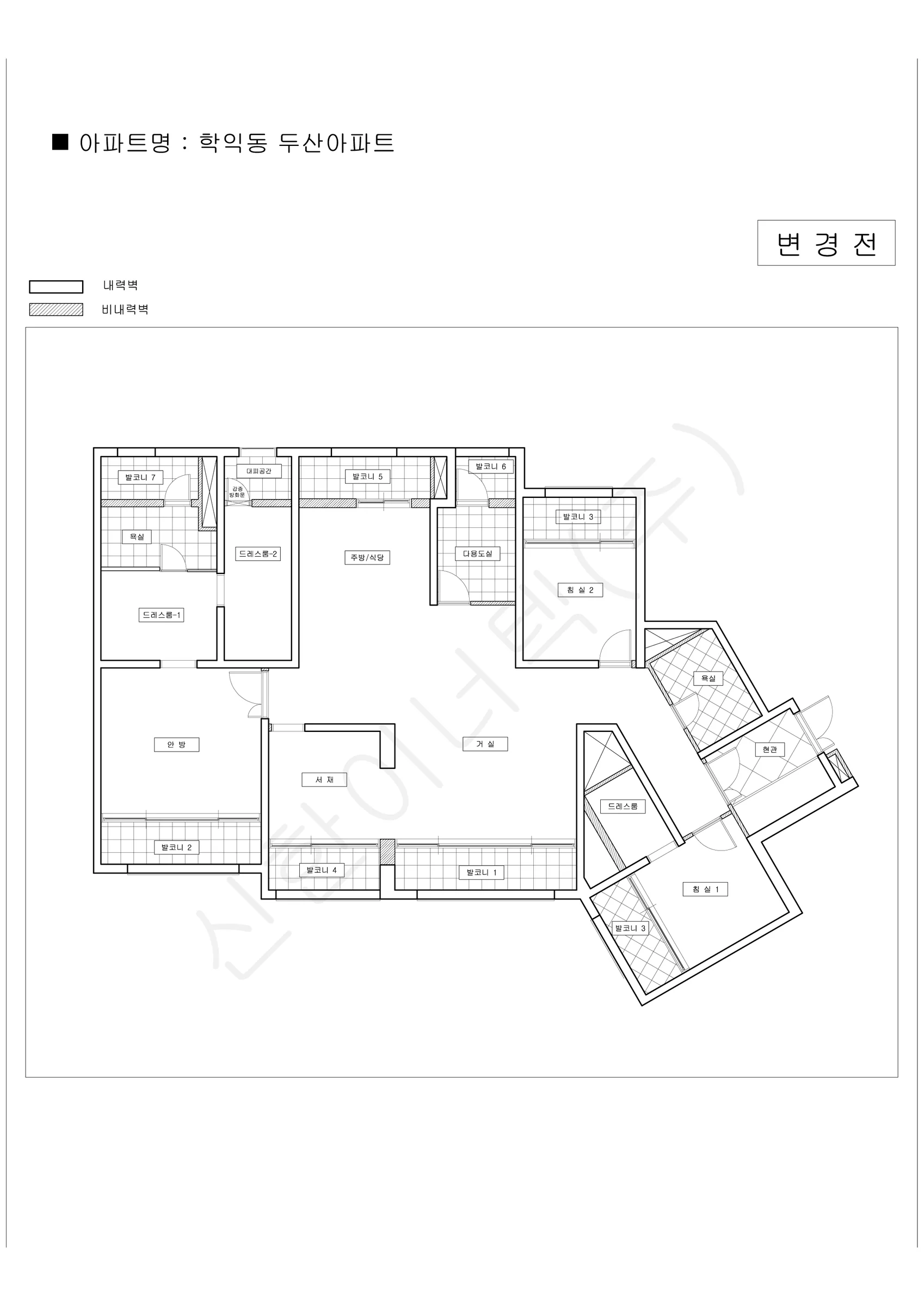 인천광역시 미추홀구 학익동 두산아파트 공동주택 행위허가 도면